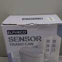 ELPHECO Bathroom Motion Sensor Trash can 2 Gallon Automatic Garbage Can, Slim Plastic Smart Trash Can with Lid, Commercial Intelligent Trash Bin for Bedroom, Bathroom, Office, White with Grey Trim