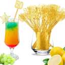 100 Pcs 50th Birthday Drink Stirrers Gold Glitter Cocktail Stirrers Plastic Swizzle Sticks 7.5 Inch Fall Birthday Cupcake Toppers Sticks Bulk for Coffee Bar Cake Pops Christmas Party Favor