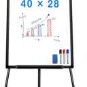 Easel Whiteboard - Black Magnetic Portable Dry Erase 40 x 28 Tripod Height Adjustable, Flipchart Easel Stand White Board for Office