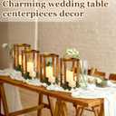 Huquary 8 Pcs Wooden Wedding Lantern Centerpiece for Table Decoration Includes 4 Farmhouse Candle Holder and 4 Flameless Decorative LED Candles for Rustic Home Wedding Decor(Dark Brown)