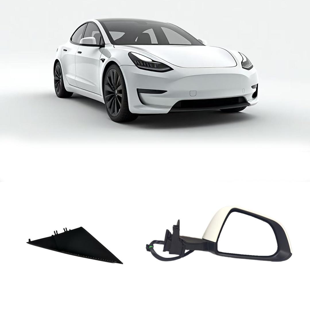 CEYGXICE Tesla Model 3 Passenger Side View Mirror Assembly Compatible with 2017-2025 Right Door Mirror With Memory Recall/Power Folding/Heated Glass/Power Adjusted(White)