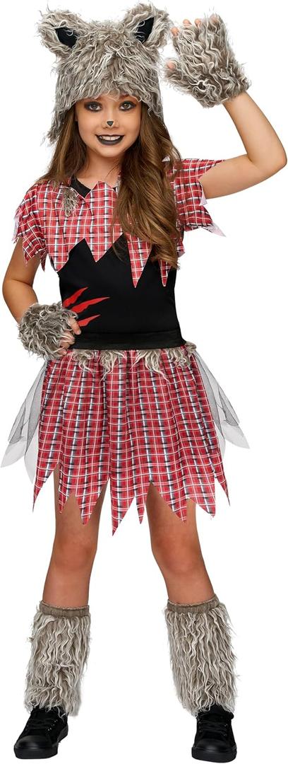 Spooktacular Creations Halloween Costume for Kids, Girls Wolf Costume, Werewolf Outfit (Large(10-12 yrs))