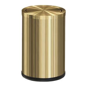 Gold Bathroom Trash Can with Lid  2.4 Gallon Small Brass Garbage Can, Swing Lid & Non-Slip Base for Office, Laundry,Bedroom(Single) (SINGER)