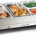 MegaChef Stainless Steel Housing Easy Clean Buffet Server & Food Warmer With 4 Sectional Trays