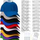 Hat Organizer for Baseball Caps, 2 Pack Hat Rack for Wall, Wall Mounted Adhesive Cap Rack, Hat Holder Hanger Hold Up to 20 Cap, Baseball Hat Storage Organizer for Door, Closet, Bedroom (White)