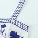 Women's Floral Embroidery Wide Strap Boho Crop Tops Square Neck Sleeveless Summer Cami Shots (White, XXL)