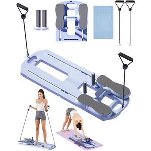 Foldable Pilates Reformer Board with Resistance Bands 400 lbs Capacity 8 in 1 Reformer Pilates Machine At Home Pilates Reformer Set Multi-Purpose Pilates Board For Home Workout purple
