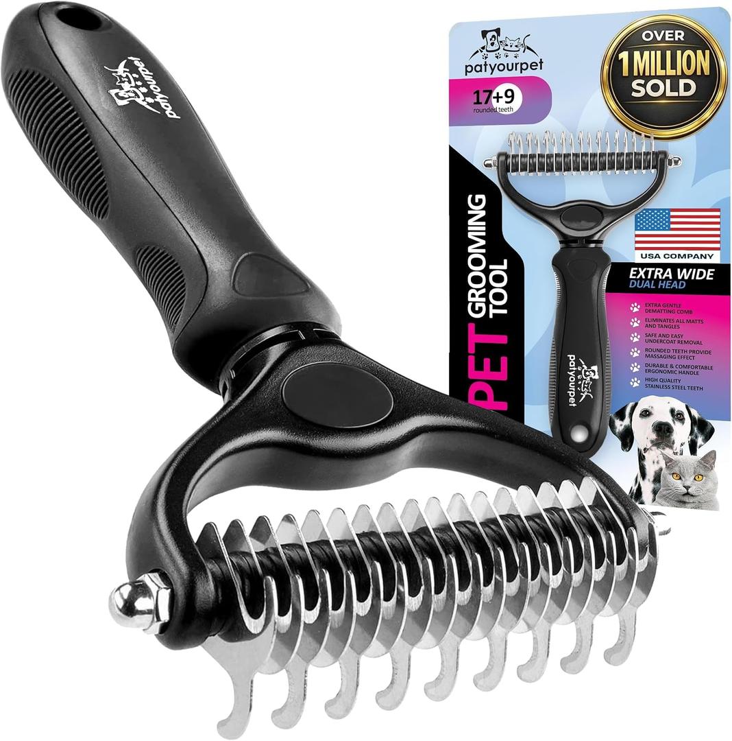 Pat Your Pet Deshedding Dog Brush For Shedding Cat Brushes For Indoor Cats, Double-Sided Cat Brush Deshedding & Grooming Tool For Long Haired And Short Haired Dogs, Skin-Friendly