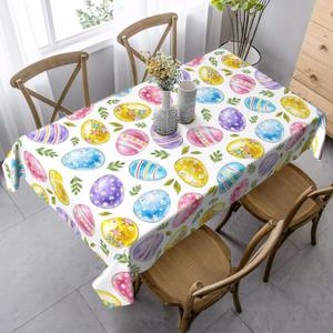 Bunny Eggs Tablecloth Rectangle Table Cloth Washable Table Cover for Decoration Kitchen Dining Room 60x90 Inch (White14)