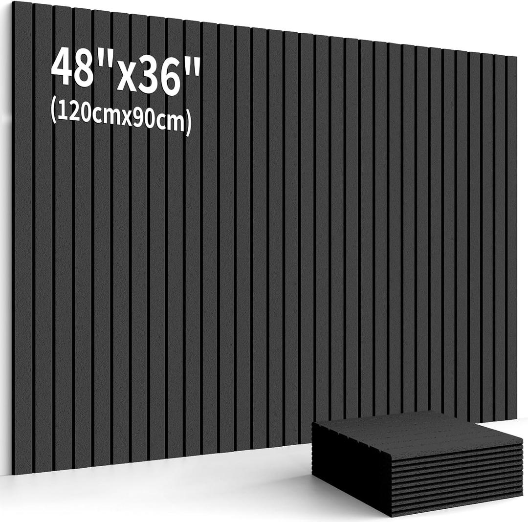 Cork Boards for Walls 48" x 36" Felt Board Alternative, 12 Pack Felt Wall Tiles Bulletin Board, Large Cork Board for Office Pin Board Tack Board Cork Boards (Black)