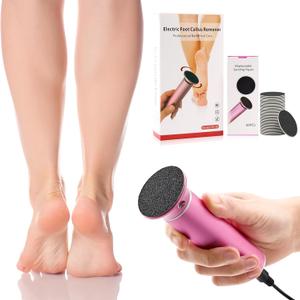 Electric Foot Callus Remover, Electric Foot Filer with 60 Pcs Replacement Sandpaper, Self-Adhesive Foot Sander with 360 Rotation, Aluminum Shell, Large Filing Area, and Adjustable Speed Controller