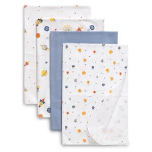 Delta Children 100% Cotton Flannel Baby Receiving Blankets for Girls and Boys  30x30 Inches (Pack of 4), Space Exploration