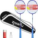 Badminton Rackets,Badminton Racket Set,Both Offensive and Defensive,Composite Carbon Ultra Light 82g Professional Training Racket,Including 2 Rackets,2 Shuttlecocks,and 1 Bag, Head Size: 67.5 cm