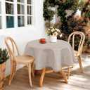 JIUZHEN Round Textured Table Cloth Linen Wrinkle Free Stain Resistant Farmhouse Decorative Circular Tablecloth for Kitchen, Dining, Party, Wedding, Outdoor Use (40 Inch Round,Stone)