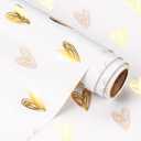 WRAPAHOLIC 30 Inch Heart Wrapping Paper Roll - 30 Inch x 16.5 Feet - Gold Foil Heart Design for Valentines Day, Wedding, Bridal Shower, Birthday, Baby Shower