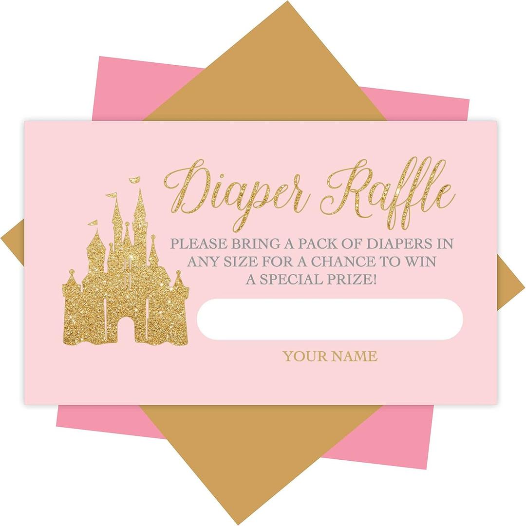 Hadley Designs 25 Baby Shower Diaper Raffle Tickets For Baby Shower Girl - Princess Baby Shower Games For Girls, Baby Raffle Tickets, Baby Shower Invitation Inserts, Baby Shower Ideas
