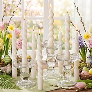 Nuanchu 12 Pcs Sage Green Spiral Taper Candles Set Twisted Wax Candlesticks 7.5 Inch Short Green Spiral Wax Scented Taper Candles for St Patrick's Day Wedding Birthday Party Dinner Table Decor