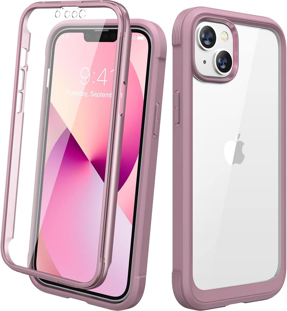 Diaclara Designed for iPhone 13 Case, Full Body Rugged with Built-in Touch Sensitive Anti-Scratch Screen Protector, Soft TPU Bumper Case for iPhone 13 6.1" (Blackcurrant)