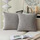 Kevin Textile Faux Linen Square 2 Tone Woven Throw Pillow Covers Sham Cushion Case for Car/Couch Use, 18-inch(2 Packs, Grey) (Gray)