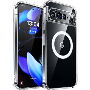CANSHN Magnetic for Google Pixel 10 Pro XL Case(6.8 Inch), Upgraded [Full Camera Protection] [Compatible with Magsafe] Non-Yellowing Protective Shockproof Bumper Phone Cover, Clear