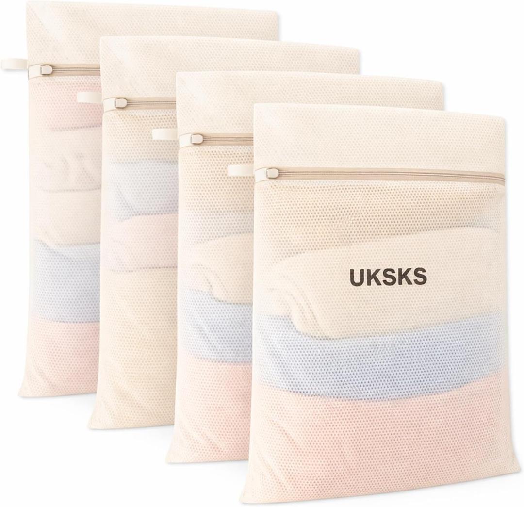Durable Honeycomb Mesh Laundry Bags for Delicates, Lingerie, Socks and Gloves, Yoga Pants, Jeans or Even Jackets, Scarves (4Pcs 16 x 20 Inches Large)