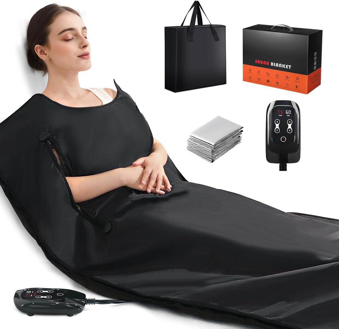 Portable Infrared Sauna Blanket for Home, 86-176, Detox, Circulation, Full Body Far Infrared Heating for Weight Loss, Stress Relief, Relaxation & Muscle Relief, Fast Heat-Up&Carrying Bag, 5.88x2.63ft