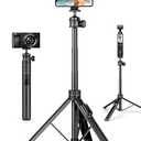 JOILCAN Tripod for iPhone & Camera, 64" Selfie Stick with 360° Ball Head Remote & Phone Holder, Extendable Portable Phone Tripod Stand for Travel Vlog Compatible with Canon Sony DLSR DJI