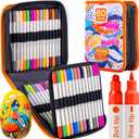 ARTISTRO 60 Dual Tip Acrylic Paint Markers, Acrylic Paint Pens, Fabric Markers for Textile, Rock, Glass, Wood, Paper, Ceramic, Canvas DIY Art Supplies Kit for Kids and Adults (Dual Tip Dot + Fine, 60)