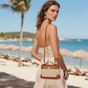 KKXIU Straw Crossbody Bags for Women,Top Handle Beach Bag & Clutch Raffia Summer Purse Shoulder Handbags with Adjustable Belt