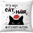 Black Cat Christmas Pillow Covers 18x18, Cat Christmas Decorations Gifts for Cat Lovers, Xmas Decorative Pillow Covers for Couch Sofa Bed Home Living Room Bedroom Decor (Christmas-ano-one-03)