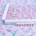 TIASUSAN American Mahjong Tiles Set, 166 White Tiles, Blue Printed Bag with Entire Accessories, 4 All-in-One Rack/Pushers, Mahjong Game Set