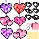 Qyeahkj 36 Set Valentine's Day Suncatchers Crafts for Kids DIY Valentines Day Love Heart Window Tissue Paper Craft Kit Hanging Decor for Classroom Home Activity Art Project Birthday Party Favor Gift