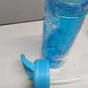 OLDLEY 20oz Kids Water Bottle with Straw, BPA-Free Tritan Water Bottle for School, Leakproof Clear Water Bottle with One Click Open, Measurement Scale, Cup Holder Friendly for Boys Girls,Blue