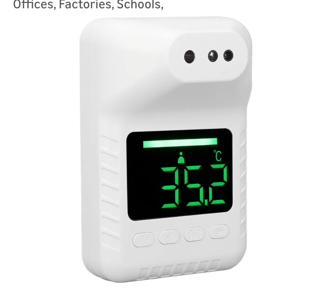 Wall Mounted Infrared Forehead Thermometer, Non Electronic Digital Wall Thermometer, USB Charging or Battery Operated, Wall Mounted Thermometer for Offices, Factories, Schools,