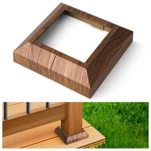 4Pack-Post/3.5" Aluminum Deck Post Base Cover, for Deck railings, Stairs, Porches and Other Wood Post Split Post Cover Skirts (Walnut Wood)