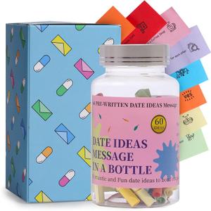 Pack of 2 Date Ideas Message in a Bottle,60+ PreWritten Date Night Ideas for Boyfriend and Girlfriend,Bridal Shower Gift,Bridal Shower Gift,Couples Gift Ideas,Valentine's Day Gift.