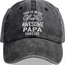 Papa Hats for Men, Adjustable Cotton Embroidered Dad Baseball Cap (Gray)