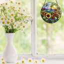 HOTIYOK Sunflower Stained Glass Window Hanging, Flowers for Kitchen Indoor Decorations, Gifts for Mom Women Grandma Teacher Nature Lovers