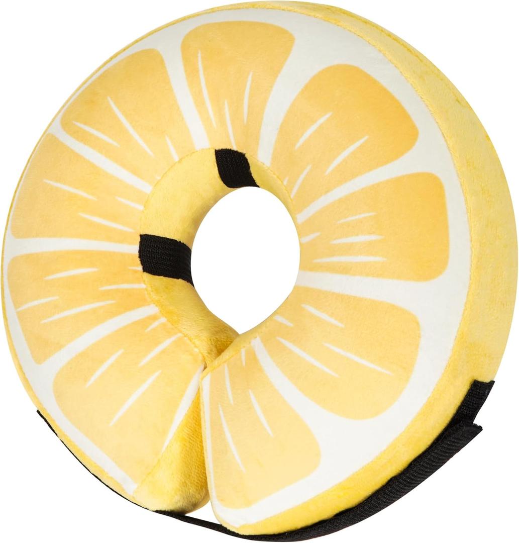 Inflatable Dog Cone Collar for Large Medium Small Dogs, Soft Adjustable Recovery Cone for Dogs Cats,Dog Neck Donut Alternative After Surgery(Lemon,Small (SNeck 4"-7")