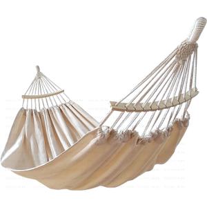 GOCAN Double Hammock 2 Person Extra Large 220x150cm Total Length 330cm Load 500lb Canvas Cotton Hammock for Patio Porch Garden Backyard Lounging Outdoor and Indoor with Removable Spreader bar (Orignal White)