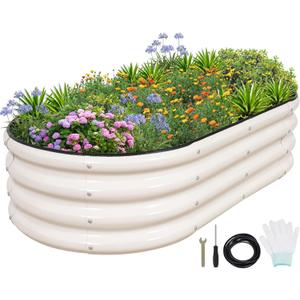 1MORE Galvanized Raised Garden Bed- Planter Garden Boxes Outdoor, Raised Beds for Gardening, 4x2x1ft Metal Garden Bed Kit for Vegetables Flower, Planter Raised Beds with Protective Tape & Tools.White (421ft1pcs)