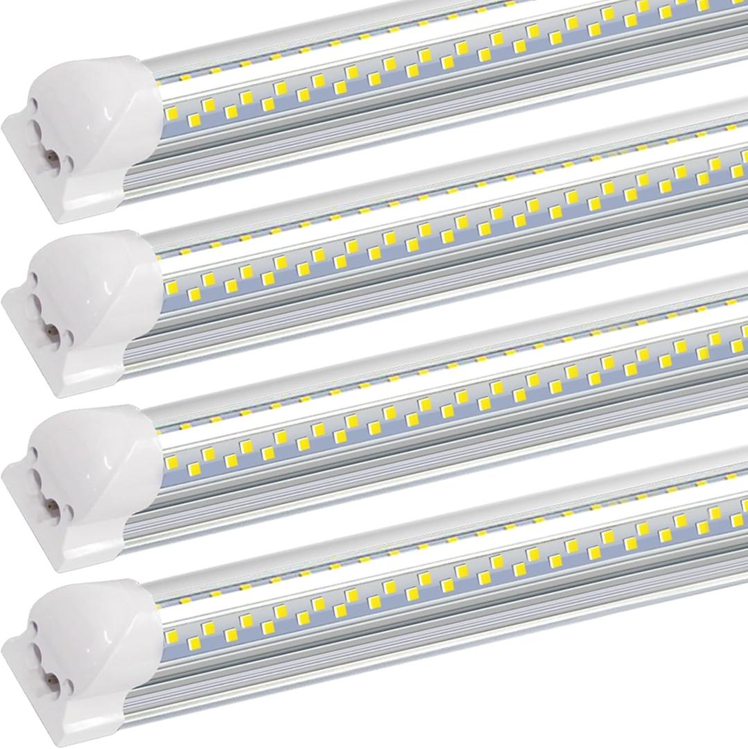20 Pack LED Shop Light,8FT 120W 12000LM 6500K,T8 LED Lights White,no dimmabl,High Output,Clear Cover,Four Rows,Integrated,V Shape 8 Foot Light Tubes,LED Shop Light for Garage Workshop