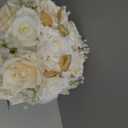 Wedding Bouquets for Bride - Realistic Silk Flowers Artificial Roses, 9 Inch Bridesmaid Bouquet for Ceremony, Church, Anniversary, and Home Decoration (White & Champagne)