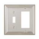 ZILLSEA Decorative Framed Design Switch Plates Outlet Covers, Duable Metal Wall Plates (Satin Nickel/1 Toggle/1 Decorator 1 Pack)