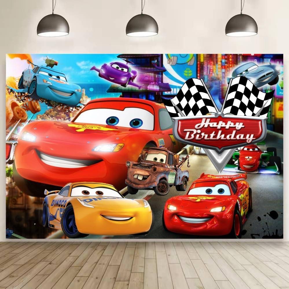 Wall Decor Backdrop for Cars Themed Birthday Decorations, Cars Themed Banner for Kids Birthday Party Supplies (5x3ft)