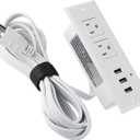 Recessed Desk Outlet, US Standard 125V 12A 2 USB Ports Recessed Power Strip for Home Appliance (White)