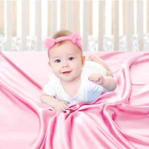 Pink Crib Sheet - Satin for Baby Hair Care - Silky Soft Feeling - Fitted Mattress Cover 28"x52"x8" Breathable & Gentle on Skin, Snug Fit for Standard Crib