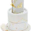 Ihvan Online Islamic Prayer Cylinder Gift Box with Elegant Velvet Covered Mini Quran & Prayer Beads Tesbih, Misbaha Tasbeeh Sibha 99 Mala Tasbih, Islamic Gift for Ramadan & Mawlid & Eid, White