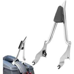 Mofun 27" Tall Passenger Backrest Sissy Bar 1.3" Fat Bar Compatible with Harley Touring Road King Street Electra Road Glide 2009-2025,Chrome