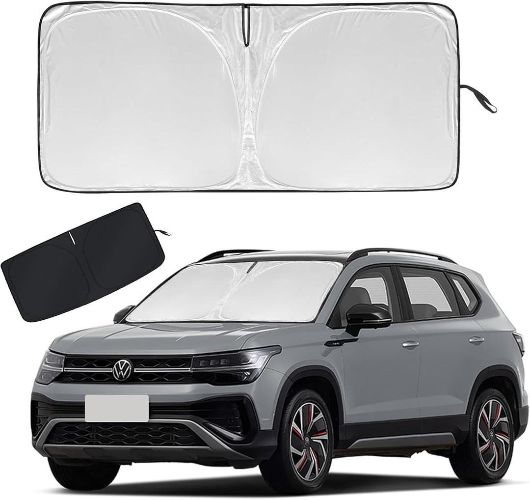 Upgraded Car Sun Shade, 240T Windshield Sunshade, Foldable Shade for Front Window & Interior Protection, Blocks UV Rays, Keeps Vehicle Cool, Fits Cars, SUV, Truck, Storage Bag, Medium (55.1 x 30.3 in)